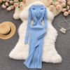 Casual Elegant V-neck Split Wrap Length